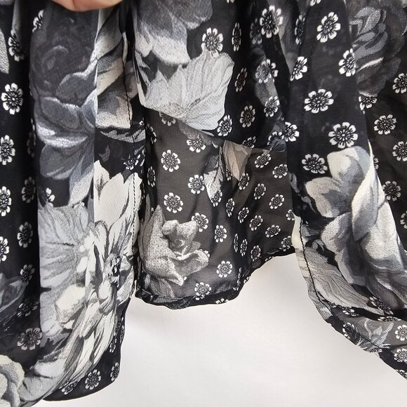 Sheer Floral Layered Look Business Casual Modern Chic Flowy Elegant Top Women XL - Picture 9 of 13